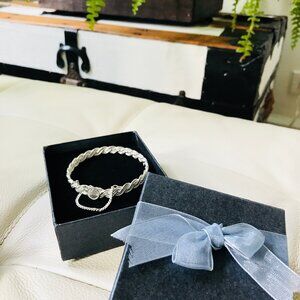 NEW Sterling Silver Intricate Braided Woven Bangle Bracelet